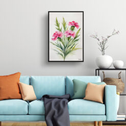 Dianthus Devon Wizard Minimalist Watercolour Botanical Art Print - Pink Framed Plant Wall Art 7 watercolour botanical print flowers dianthus devon wizard minimalist living room