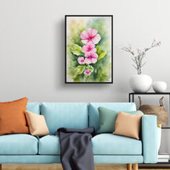 Diascia Personata Watercolour Botanical Art Print - Twinspur Framed Plant Wall Art 7 watercolour botanical print flowers diascia personata living room