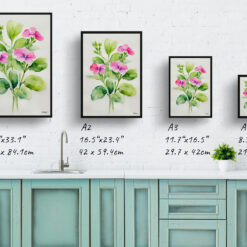 Diascia Personata Minimalist Watercolour Botanical Art Print - Twinspur Framed Plant Wall Art 9 watercolour botanical print flowers diascia personata minimalist print size comparison