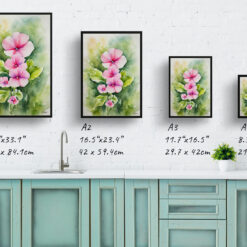 Diascia Personata Watercolour Botanical Art Print - Twinspur Framed Plant Wall Art 9 watercolour botanical print flowers diascia personata print size comparison