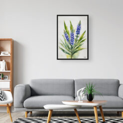 watercolour botanical print flowers echium vulgare minimalist office