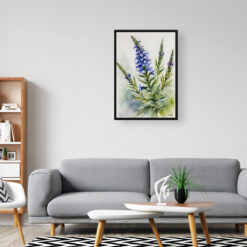 watercolour botanical print flowers echium vulgare office