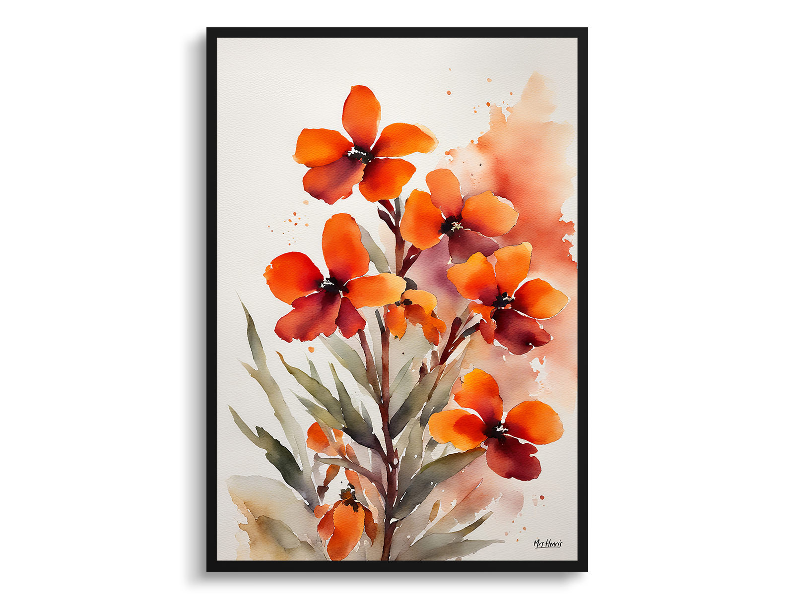 Erysimum Winter Orchid Minimalist Watercolour Botanical Art Print - Wallflower Framed Plant Wall Art 3 Erysimum Winter Orchid Minimalist Watercolour Botanical Art Print - Wallflower Framed Plant Wall Art