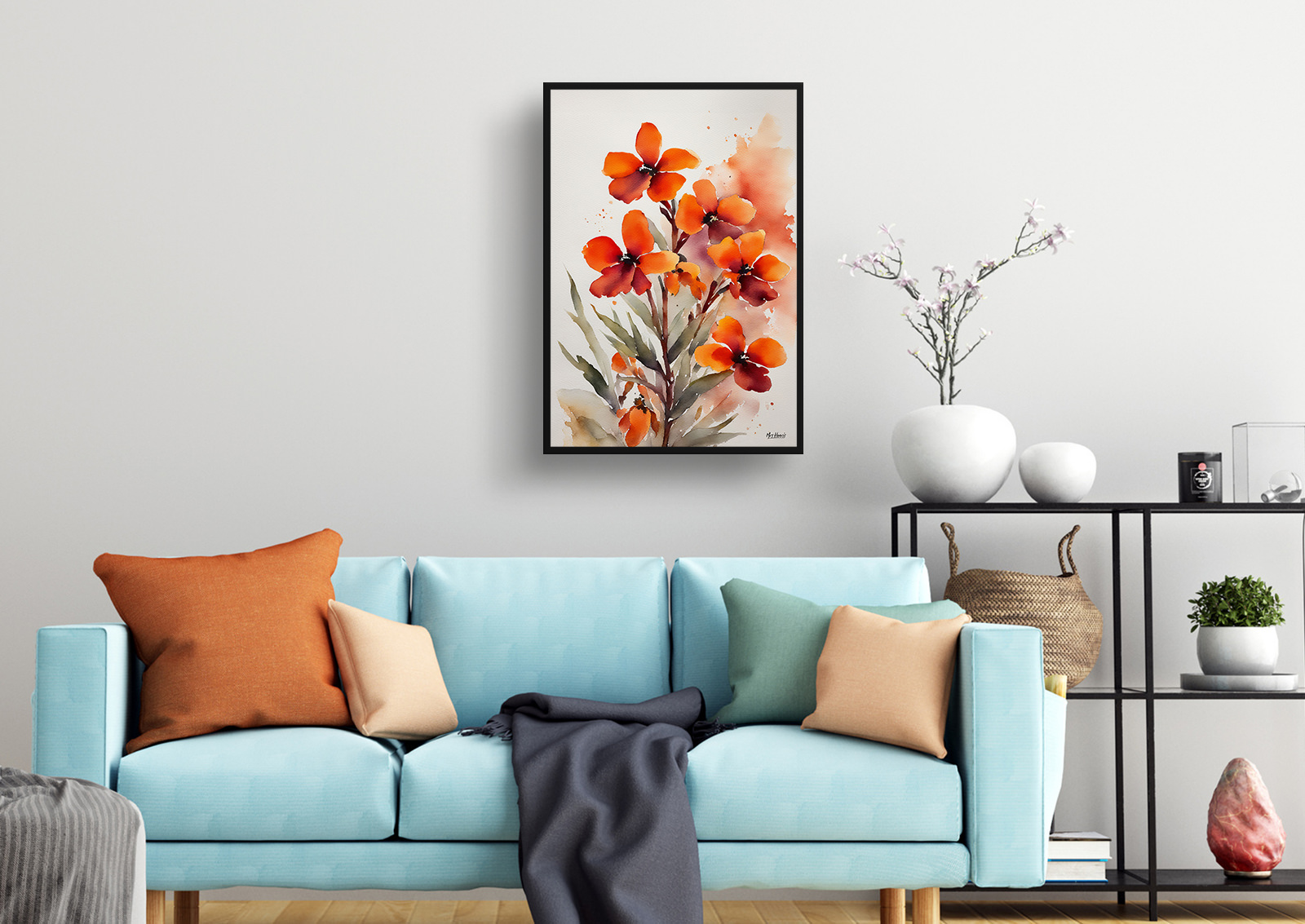 Erysimum Winter Orchid Minimalist Watercolour Botanical Art Print - Wallflower Framed Plant Wall Art 4 Erysimum Winter Orchid Minimalist Watercolour Botanical Art Print - Wallflower Framed Plant Wall Art - Image 2