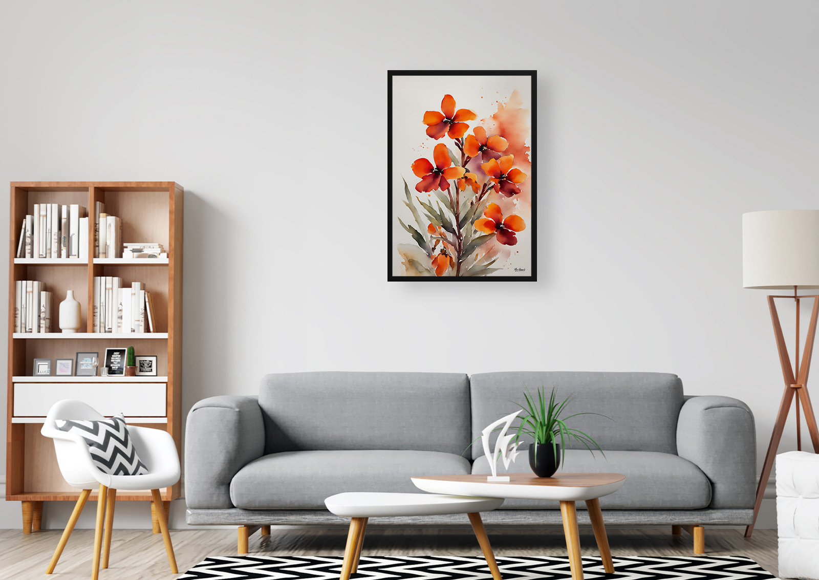 Erysimum Winter Orchid Minimalist Watercolour Botanical Art Print - Wallflower Framed Plant Wall Art 5 Erysimum Winter Orchid Minimalist Watercolour Botanical Art Print - Wallflower Framed Plant Wall Art - Image 3