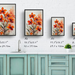 Erysimum Winter Orchid Minimalist Watercolour Botanical Art Print - Wallflower Framed Plant Wall Art 9 watercolour botanical print flowers erysimum winter orchid minimalist print size comparison