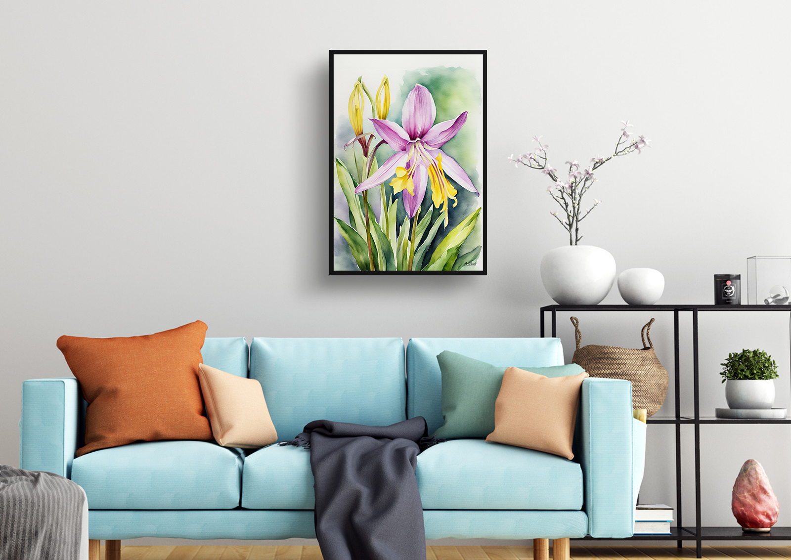 Erythronium Pagoda Watercolour Botanical Art Print - Dogtooth Violet Framed Plant Wall Art 4 Erythronium Pagoda Watercolour Botanical Art Print - Dogtooth Violet Framed Plant Wall Art - Image 2