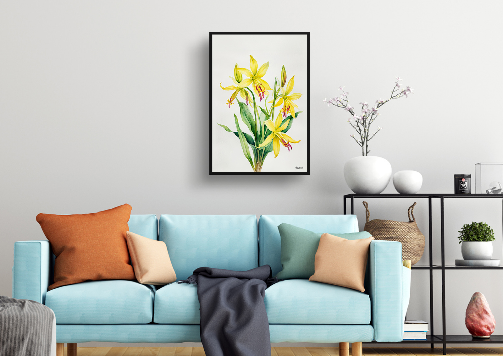 Erythronium Pagoda Minimalist Watercolour Botanical Art Print - Dogtooth Violet Framed Plant Wall Art 4 Erythronium Pagoda Minimalist Watercolour Botanical Art Print - Dogtooth Violet Framed Plant Wall Art - Image 2