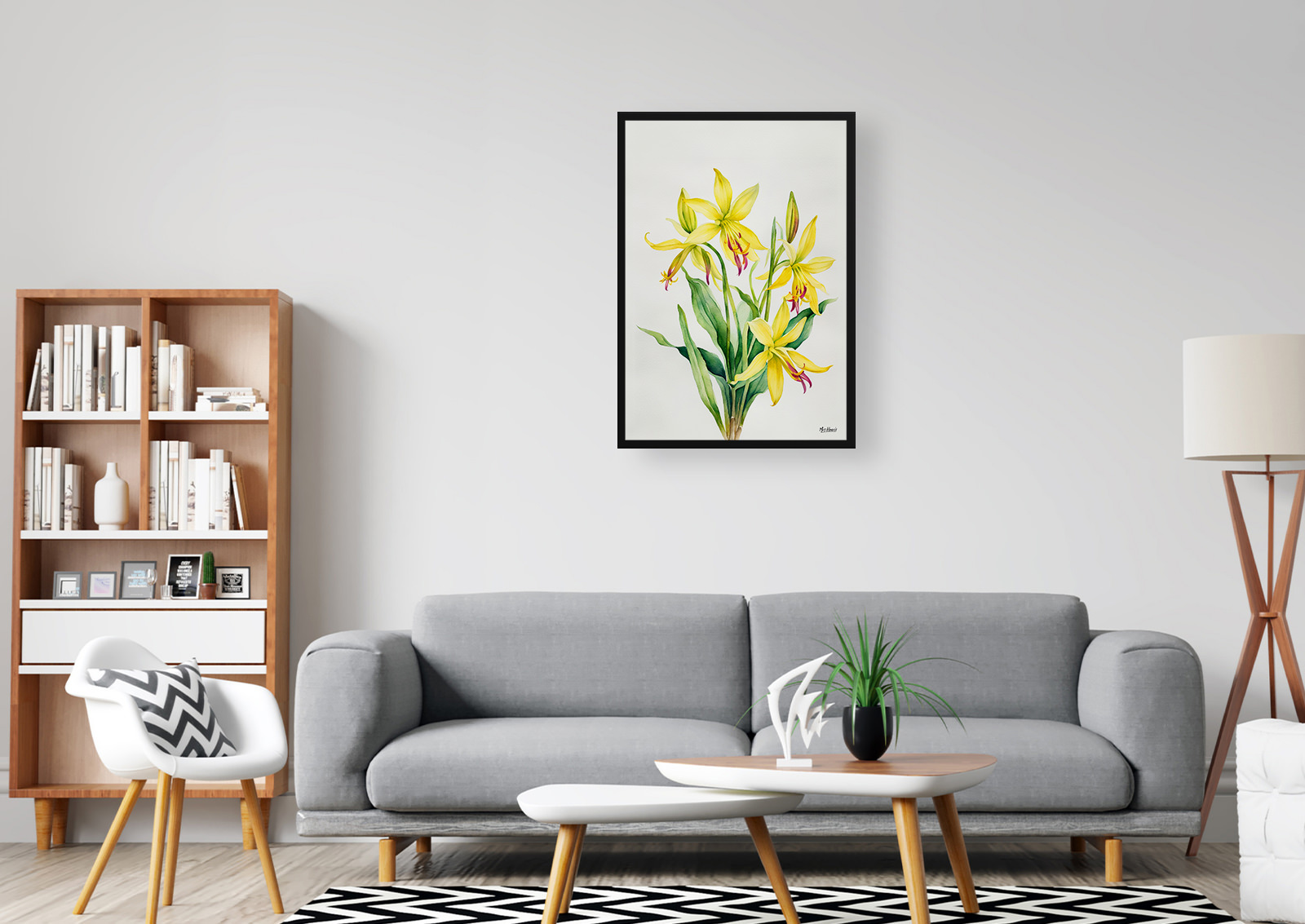 Erythronium Pagoda Minimalist Watercolour Botanical Art Print - Dogtooth Violet Framed Plant Wall Art 5 Erythronium Pagoda Minimalist Watercolour Botanical Art Print - Dogtooth Violet Framed Plant Wall Art - Image 3