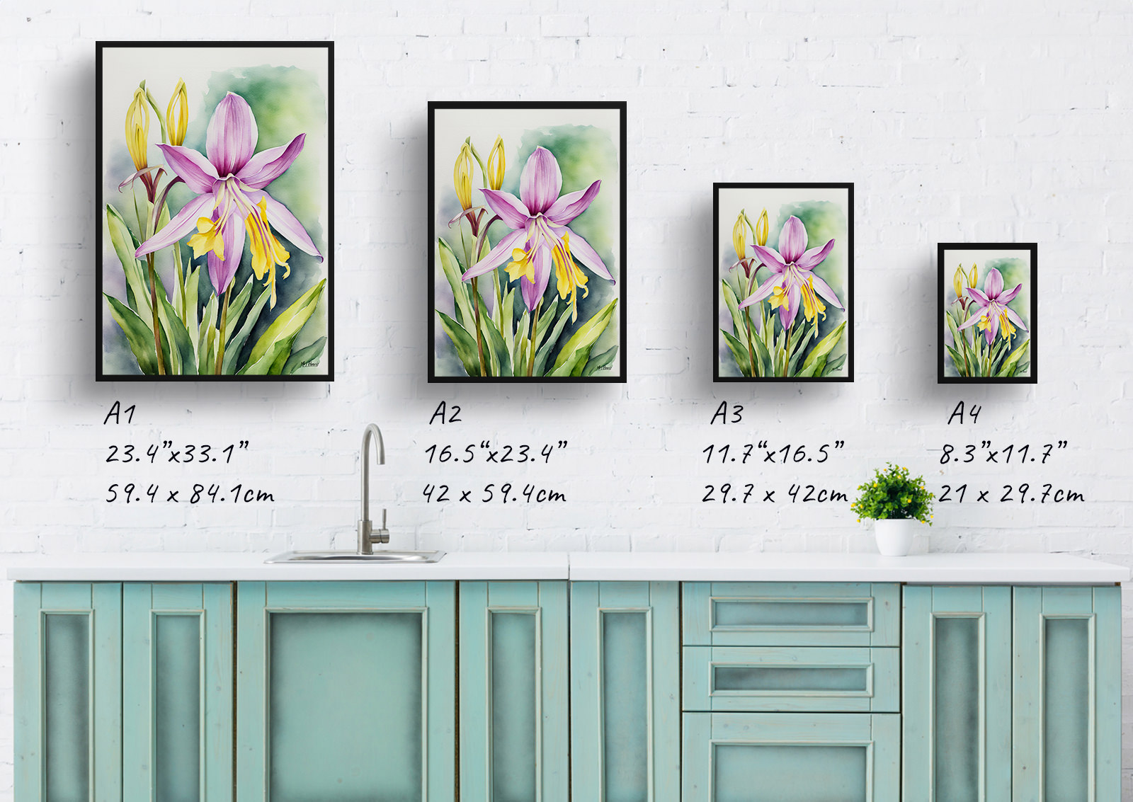 Erythronium Pagoda Watercolour Botanical Art Print - Dogtooth Violet Framed Plant Wall Art 6 Erythronium Pagoda Watercolour Botanical Art Print - Dogtooth Violet Framed Plant Wall Art - Image 4