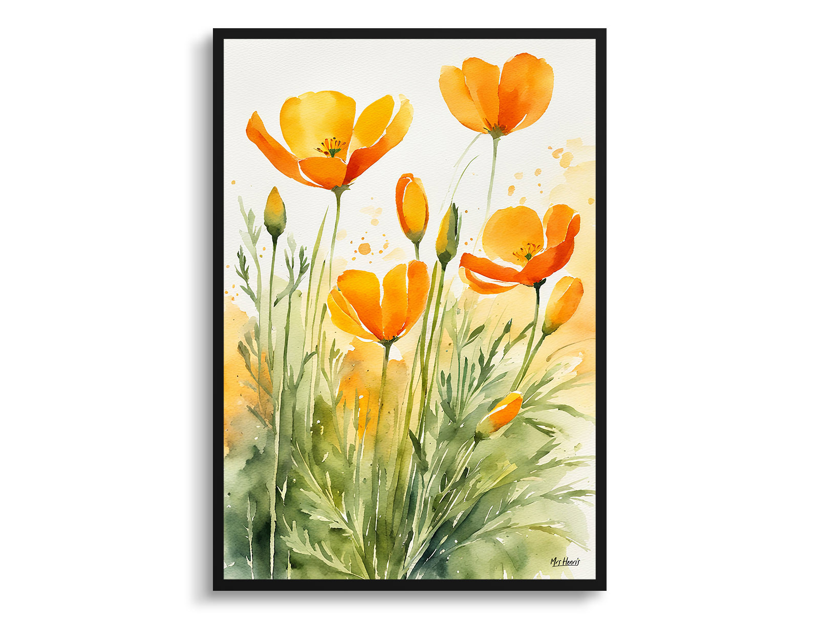 Eschscholzia Californica Watercolour Botanical Art Print - Poppy Framed Plant Wall Art 3 Eschscholzia Californica Watercolour Botanical Art Print - Poppy Framed Plant Wall Art