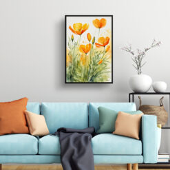 Eschscholzia Californica Watercolour Botanical Art Print - Poppy Framed Plant Wall Art 7 Eschscholzia Californica Watercolour Botanical Art Print - Poppy Framed Plant Wall Art - Image 2