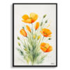 Eschscholzia Californica Minimalist Watercolour Botanical Art Print - Poppy Framed Plant Wall Art