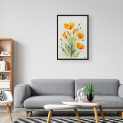Eschscholzia Californica Minimalist Watercolour Botanical Art Print - Poppy Framed Plant Wall Art 8 watercolour botanical print flowers eschscholzia californica minimalist office
