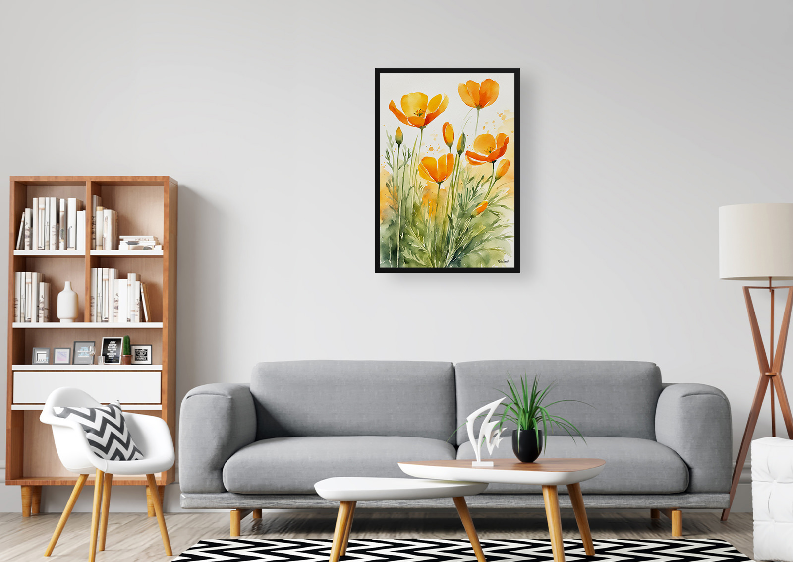 Eschscholzia Californica Watercolour Botanical Art Print - Poppy Framed Plant Wall Art 5 Eschscholzia Californica Watercolour Botanical Art Print - Poppy Framed Plant Wall Art - Image 3