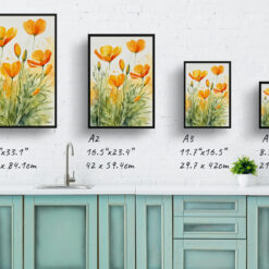 Eschscholzia Californica Watercolour Botanical Art Print - Poppy Framed Plant Wall Art 9 Eschscholzia Californica Watercolour Botanical Art Print - Poppy Framed Plant Wall Art - Image 4