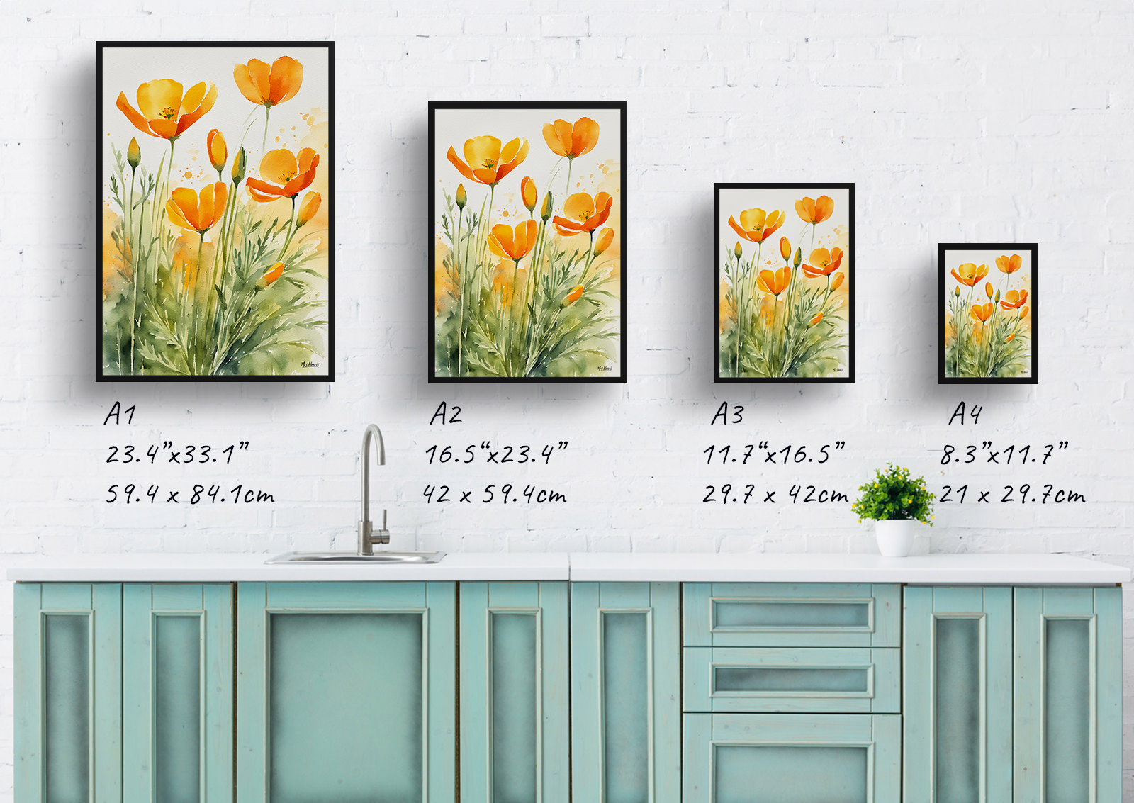 Eschscholzia Californica Watercolour Botanical Art Print - Poppy Framed Plant Wall Art 6 Eschscholzia Californica Watercolour Botanical Art Print - Poppy Framed Plant Wall Art - Image 4