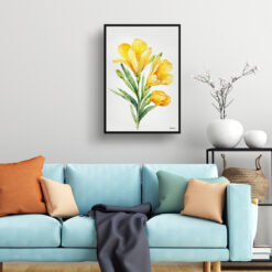 Freesia Minimalist Watercolour Botanical Art Print - Cape-cowslip Framed Plant Wall Art 7 watercolour botanical print flowers freesia minimalist living room