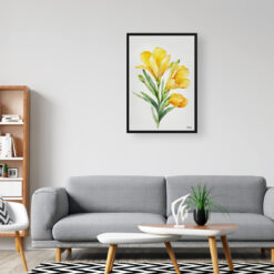 Freesia Minimalist Watercolour Botanical Art Print - Cape-cowslip Framed Plant Wall Art 8 watercolour botanical print flowers freesia minimalist office