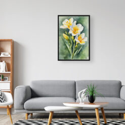 watercolour botanical print flowers freesia office