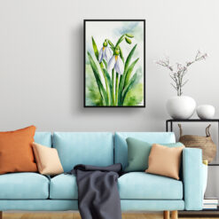 Galanthus Elwesii Watercolour Botanical Art Print - Giant Snowdrop Framed Plant Wall Art 7 watercolour botanical print flowers galanthus elwesii living room