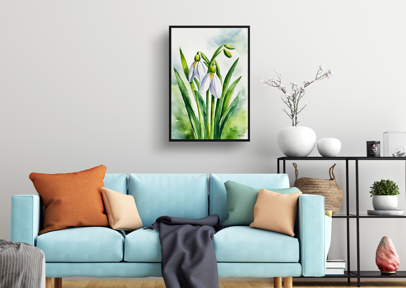 Galanthus Elwesii Watercolour Botanical Art Print - Giant Snowdrop Framed Plant Wall Art 4 Galanthus Elwesii Watercolour Botanical Art Print - Giant Snowdrop Framed Plant Wall Art - Image 2
