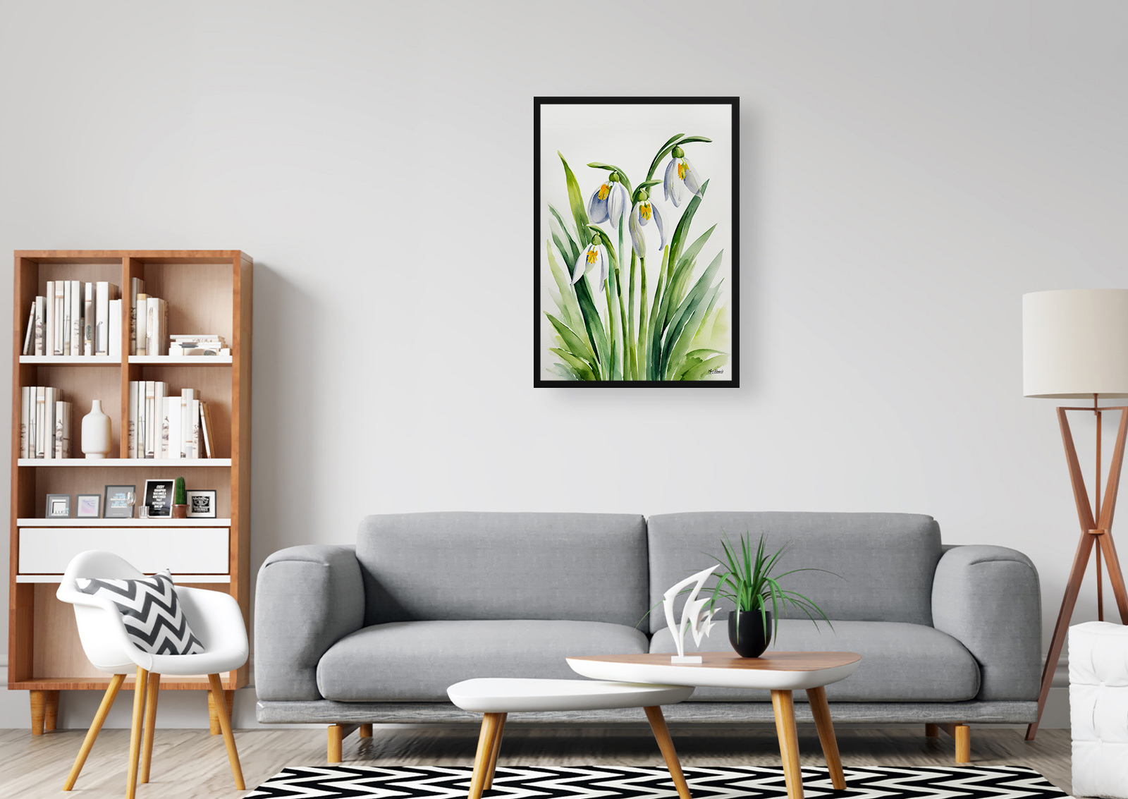 Galanthus Elwesii Minimalist Watercolour Botanical Art Print - Giant Snowdrop Framed Plant Wall Art 5 Galanthus Elwesii Minimalist Watercolour Botanical Art Print - Giant Snowdrop Framed Plant Wall Art - Image 3
