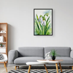 Galanthus Elwesii Watercolour Botanical Art Print - Giant Snowdrop Framed Plant Wall Art 8 watercolour botanical print flowers galanthus elwesii office