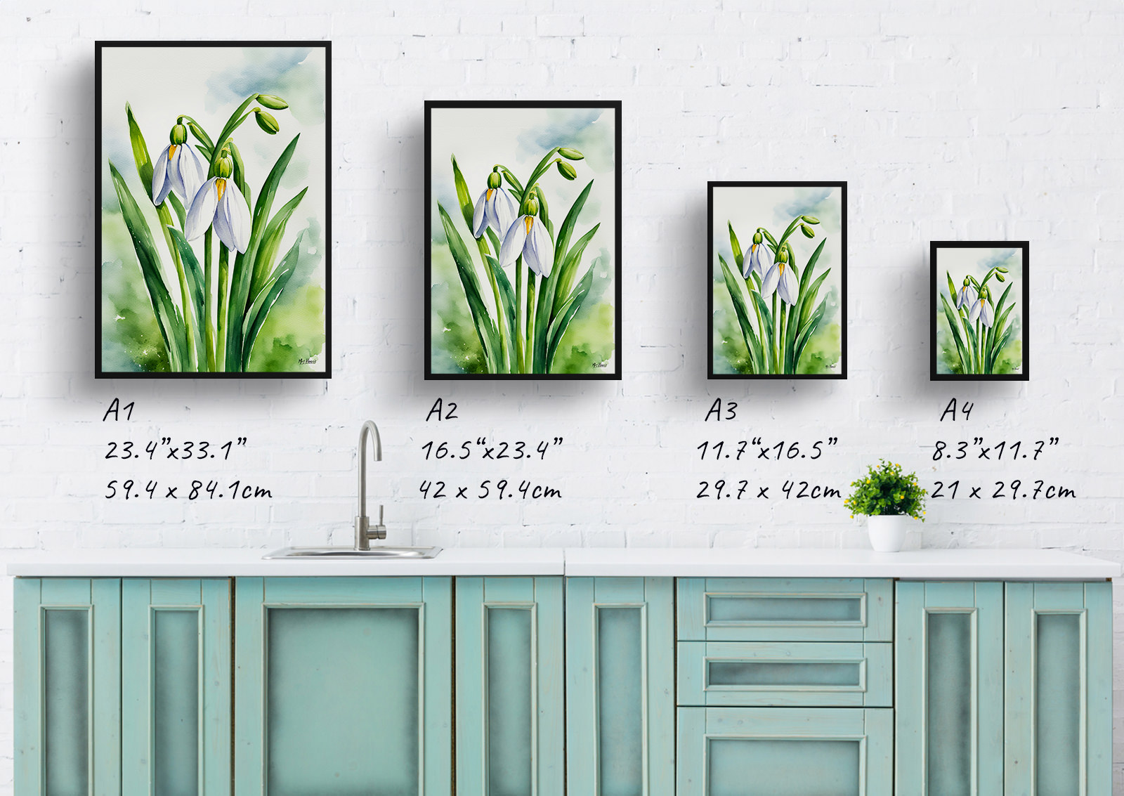 Galanthus Elwesii Watercolour Botanical Art Print - Giant Snowdrop Framed Plant Wall Art 6 Galanthus Elwesii Watercolour Botanical Art Print - Giant Snowdrop Framed Plant Wall Art - Image 4