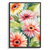 Gerbera Watercolour Botanical Art Print - Jamesonii daisy Framed Plant Wall Art 2 watercolour botanical print flowers gerbera front view