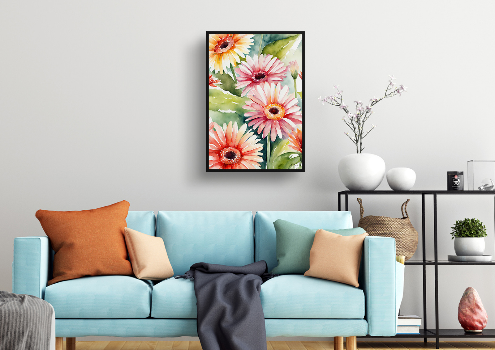Gerbera Watercolour Botanical Art Print - Jamesonii daisy Framed Plant Wall Art 4 Gerbera Watercolour Botanical Art Print - Jamesonii daisy Framed Plant Wall Art - Image 2