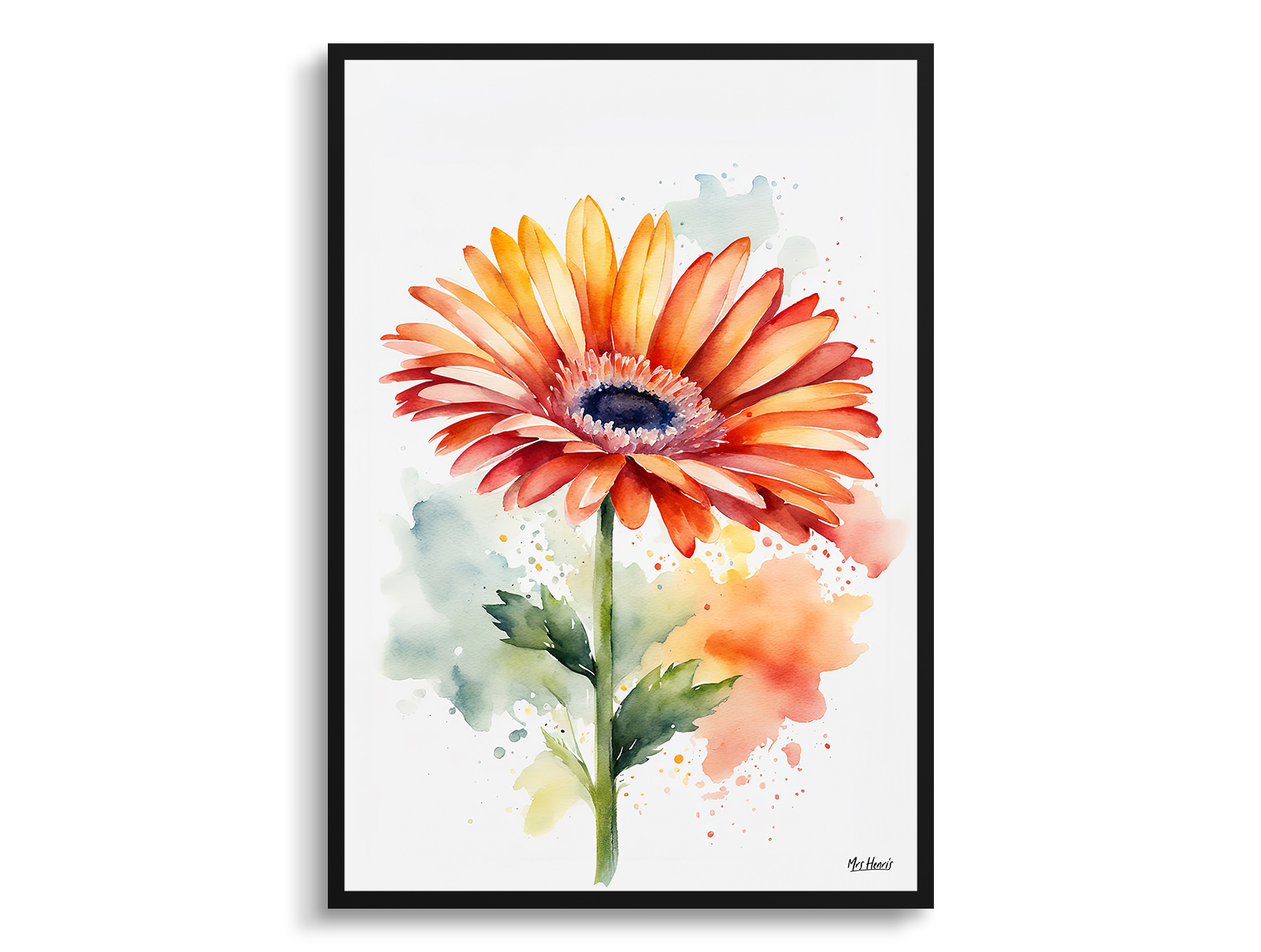 Gerbera Minimalist Watercolour Botanical Art Print - Jamesonii daisy Framed Plant Wall Art 3 Gerbera Minimalist Watercolour Botanical Art Print - Jamesonii daisy Framed Plant Wall Art