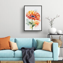Gerbera Minimalist Watercolour Botanical Art Print - Jamesonii daisy Framed Plant Wall Art 7 watercolour botanical print flowers gerbera minimalist living room