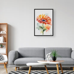 Gerbera Minimalist Watercolour Botanical Art Print - Jamesonii daisy Framed Plant Wall Art 8 watercolour botanical print flowers gerbera minimalist office