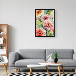 Gerbera Watercolour Botanical Art Print - Jamesonii daisy Framed Plant Wall Art 8 watercolour botanical print flowers gerbera office