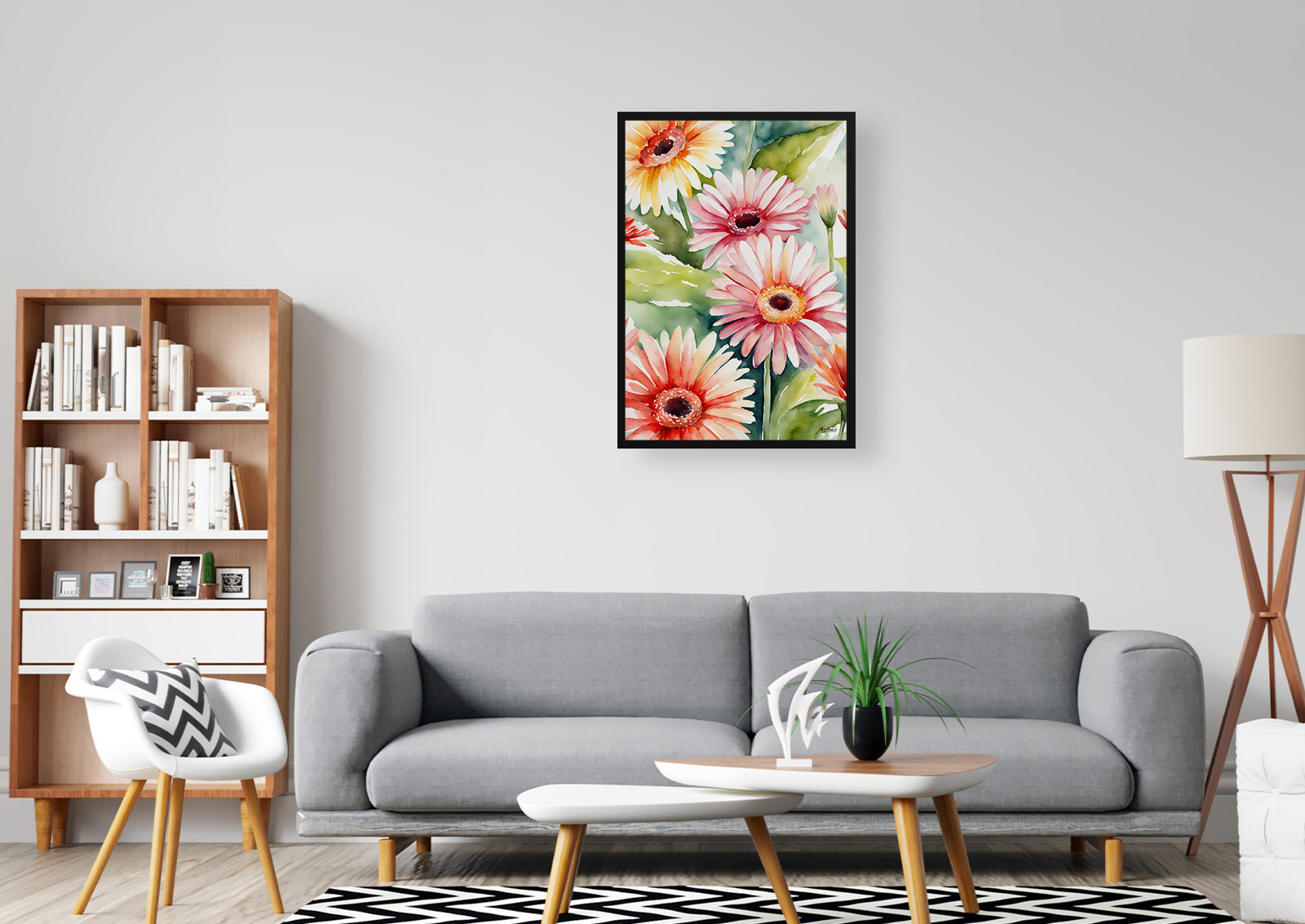 Gerbera Watercolour Botanical Art Print - Jamesonii daisy Framed Plant Wall Art 5 Gerbera Watercolour Botanical Art Print - Jamesonii daisy Framed Plant Wall Art - Image 3
