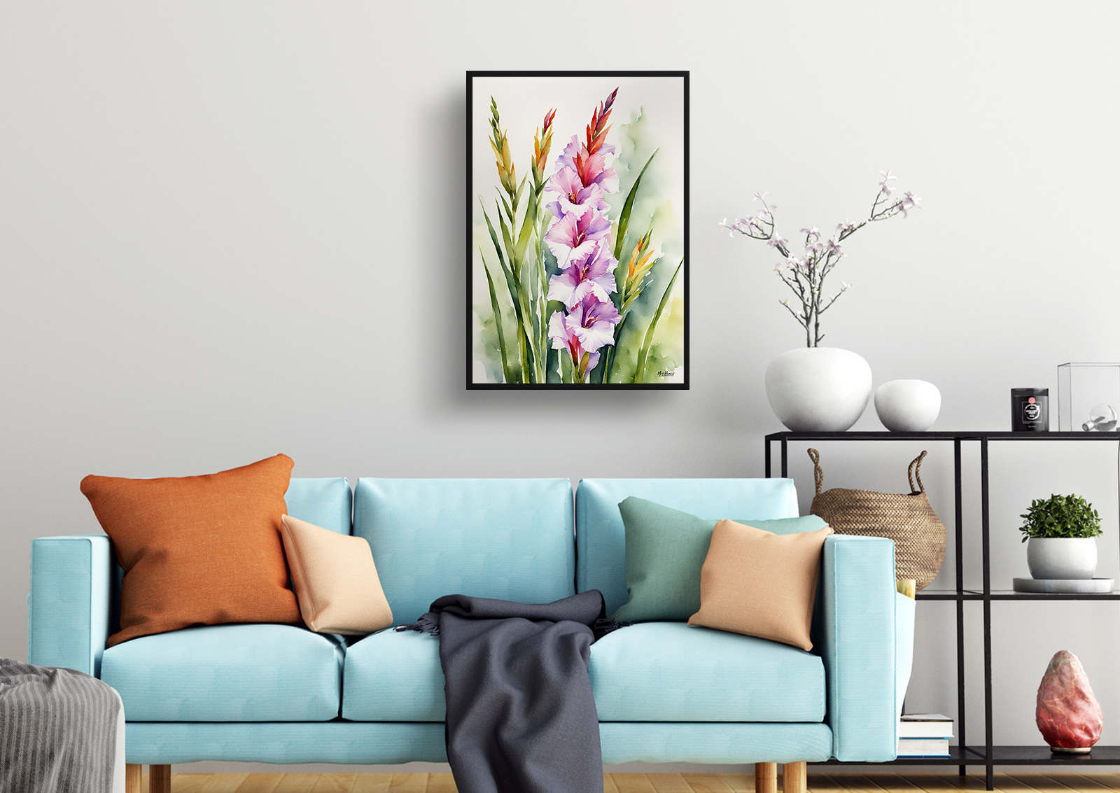 Gladiolus Communis Byzantinus Watercolour Botanical Art Print - Sword Lily Framed Plant Wall Art 4 Gladiolus Communis Byzantinus Watercolour Botanical Art Print - Sword Lily Framed Plant Wall Art - Image 2