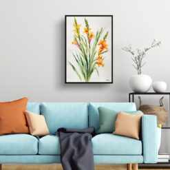 Gladiolus Communis Byzantinus Minimalist Watercolour Botanical Art Print - Sword Lily Framed Plant Wall Art 7 watercolour botanical print flowers gladiolus communis byzantinus minimalist living room