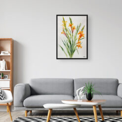 Gladiolus Communis Byzantinus Minimalist Watercolour Botanical Art Print - Sword Lily Framed Plant Wall Art 8 watercolour botanical print flowers gladiolus communis byzantinus minimalist office