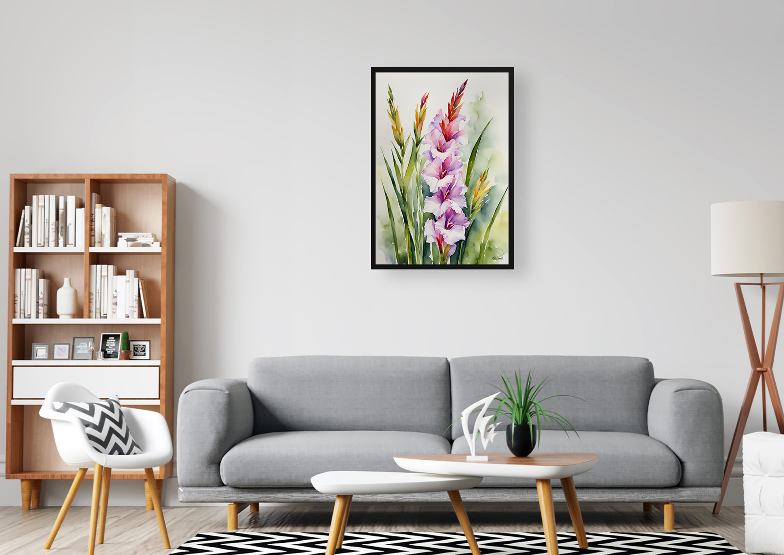 Gladiolus Communis Byzantinus Watercolour Botanical Art Print - Sword Lily Framed Plant Wall Art 5 Gladiolus Communis Byzantinus Watercolour Botanical Art Print - Sword Lily Framed Plant Wall Art - Image 3