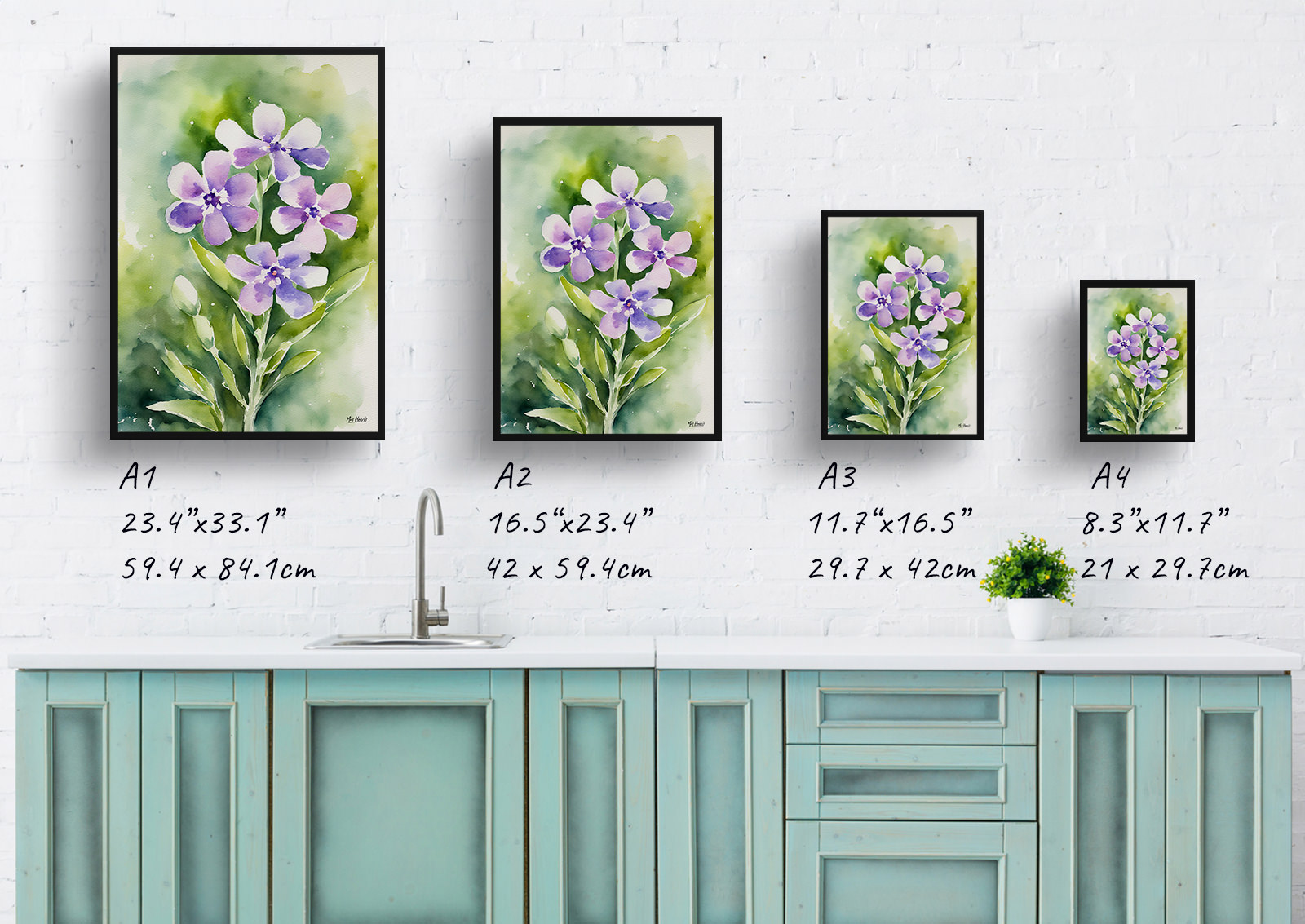 Hesperis Matronalis Watercolour Botanical Art Print - Dame's Rocket Framed Plant Wall Art 6 Hesperis Matronalis Watercolour Botanical Art Print - Dame's Rocket Framed Plant Wall Art - Image 4