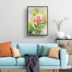 honeysuckle Watercolour Botanical Art Print - Trumpet Flower Framed Plant Wall Art 7 honeysuckle Watercolour Botanical Art Print - Trumpet Flower Framed Plant Wall Art - Image 2