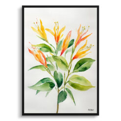 Honeysuckle Minimalist Watercolour Botanical Art Print - Trumpet Flower Framed Plant Wall Art