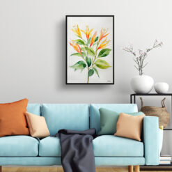 Honeysuckle Minimalist Watercolour Botanical Art Print - Trumpet Flower Framed Plant Wall Art 7 Honeysuckle Minimalist Watercolour Botanical Art Print - Trumpet Flower Framed Plant Wall Art - Image 2