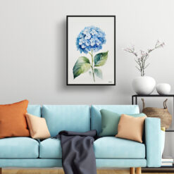 watercolour botanical print flowers hydrangea minimalist living room