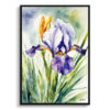 Iris Watercolour Botanical Art Print - Fleur-de-lis Framed Plant Wall Art 1 watercolour botanical print flowers iris front view