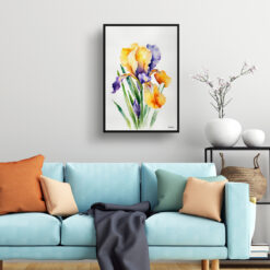 Iris Minimalist Watercolour Botanical Art Print - Fleur-de-lis Framed Plant Wall Art 7 watercolour botanical print flowers iris minimalist living room