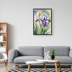 watercolour botanical print flowers iris office