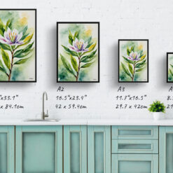 watercolour botanical print flowers laurel print size comparison