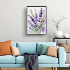 Lavender Watercolour Botanical Art Print - English Framed Plant Wall Art 7 watercolour botanical print flowers lavender living room